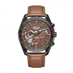 BAOGELA New Luxury Men Sport Quartz Male Chronograph Calendar Japan Movement 50Bar Top Brand Clock Genuine Leather Wristwatch 22804