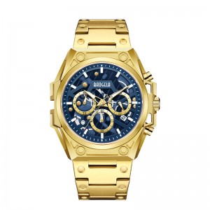 BAOGELA Watches Men Stainless Steel Luxury Brand Military Sports Wristwatch Leather Strap Chronograph Quartz Watch 22605