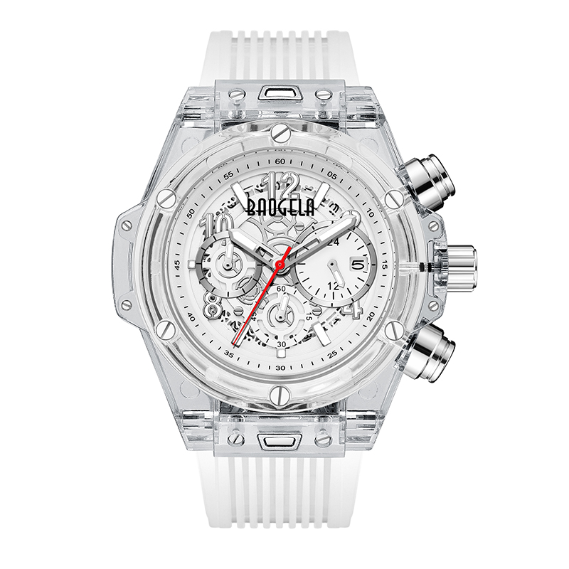 BAOGELA Brand Full Transparent Watch Luxury Mens Watch Fashion Sports Military Reloj Creative Men Women Chronograph Quartz Watch 20013